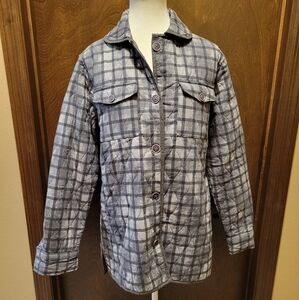 Gray Quilted Plaid Button-Up Jacket NWT